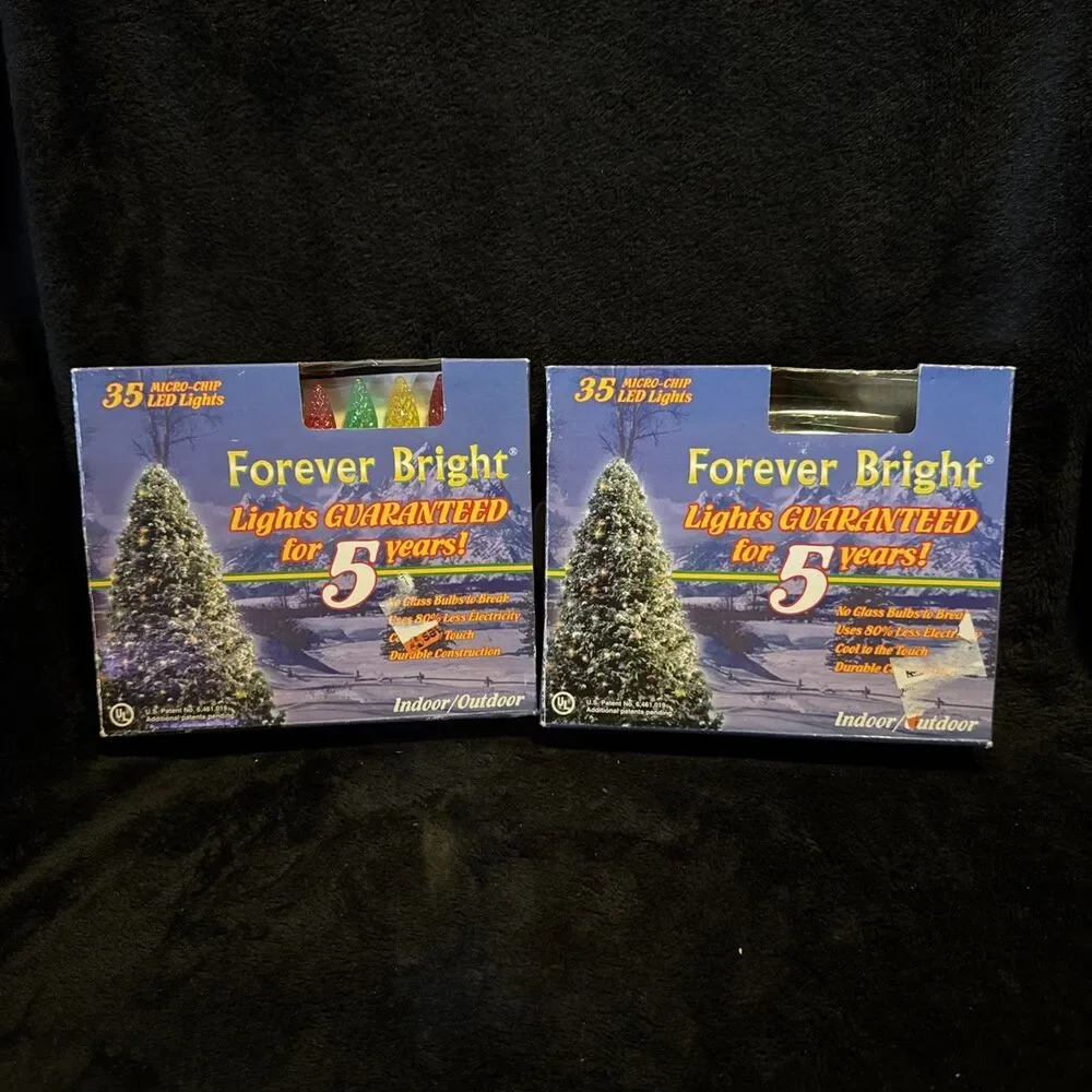 2 Forever Bright 35 Micro-Chip Led Christmas Light Set Indoor Outdoor Multicolor